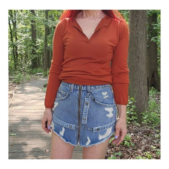 CARMAR Beatrice Distressed Denim Mini Skirt NWT - Picture 1 of 13